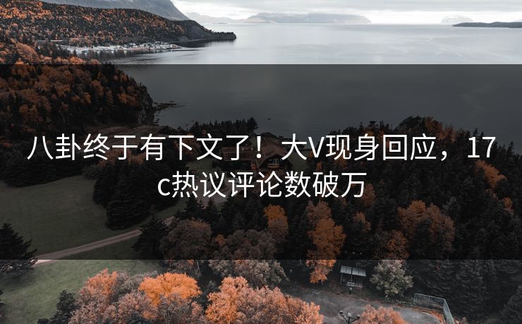 八卦终于有下文了！大V现身回应，17c热议评论数破万