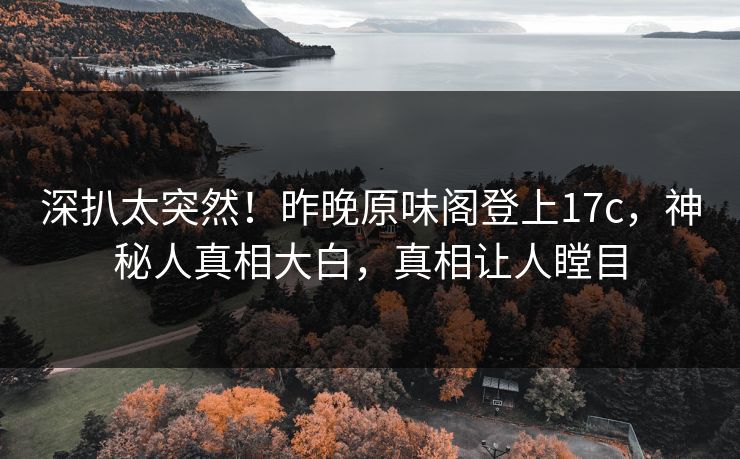 深扒太突然！昨晚原味阁登上17c，神秘人真相大白，真相让人瞠目